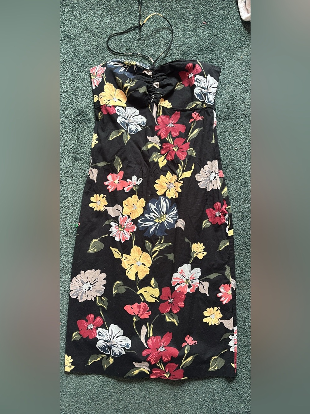 Old navy Black Floral Midi Dress with Multicolor Blooms